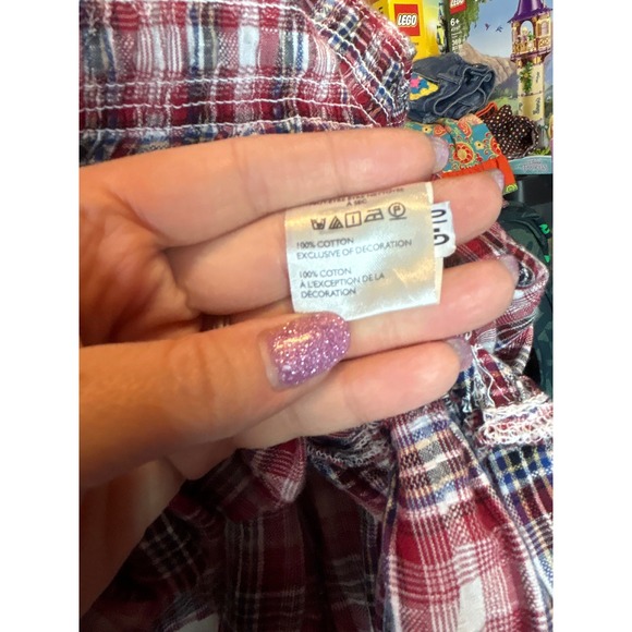 Pilcro Anthropologie Plaid Smocked Mini Dress Red Blue Off Shoulder Sz S Prarie - Picture 10 of 10